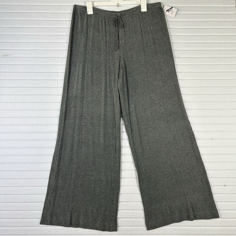 Auden Cozy Ribbed Wide Leg Pajama Pants Womens XL Gray NWT Lounge Sleepwear